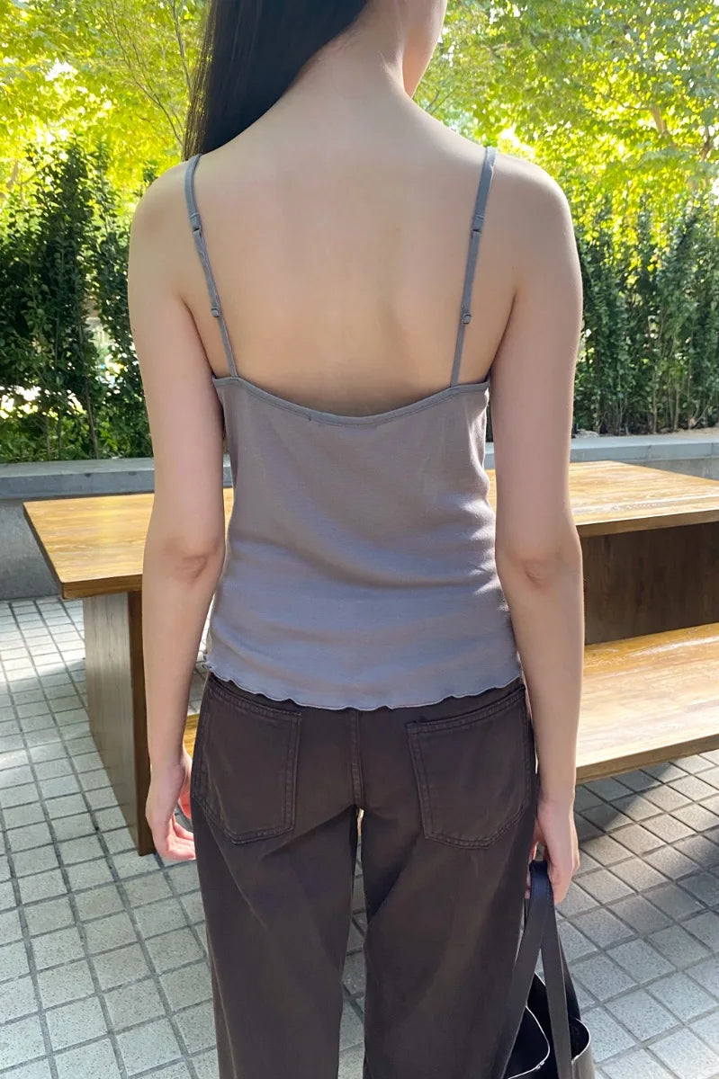 Brandy Melville Pure Cotton Three-Button Base Layer Vest Sweet Style V-Neck Sleeveless Tank Top for Women Spring Summer