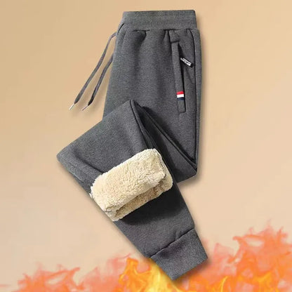 Thickened Fleece Lined Men's Sweatpants Loose Fit Casual Sporty Trousers Autumn Winter Style Youthful Pure Color Long Pants