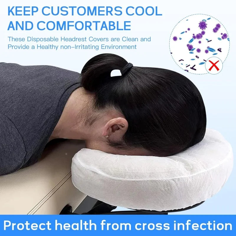 100/10pcs Non-Woven U-Shaped Headrest Pillowcase  Disposable Massage Face Rest Cradle Cover Fitted Headrest Beauty Salon Tools