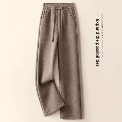 High Waist Thickened Fleece Women's Loose Pants Straight Leg Casual Trousers Korean Style Commute Fashion plus Size Ladies