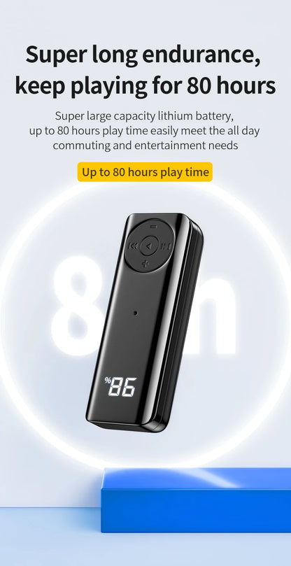 Bluetooth 5.3 Receiver Adapter Wireless Audio Adapter 3.5mm AV/AUX Jack ANC+ENC Active Noise Reduction Reciever For Car PC