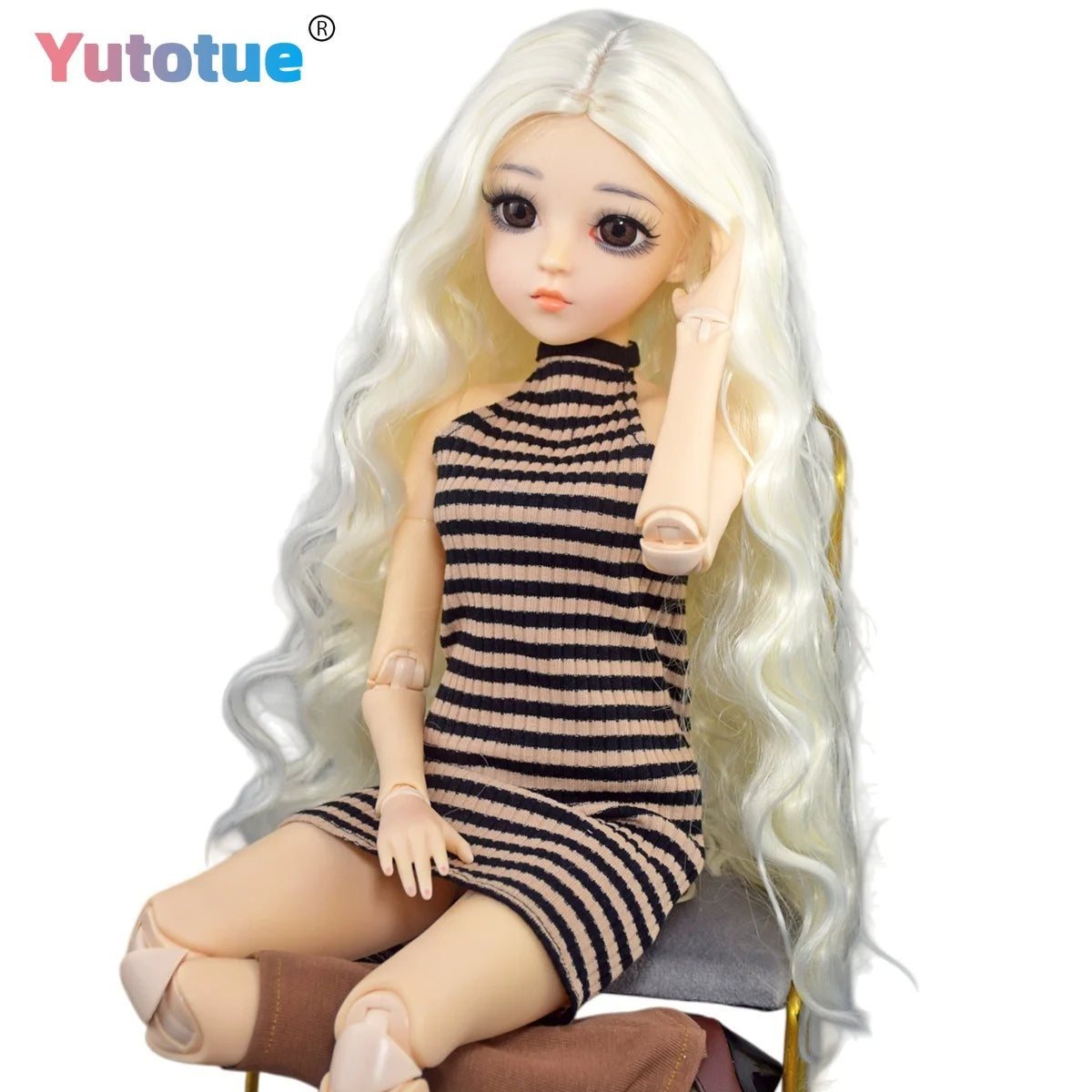 YUTOTUE 60cm Height Fashion Doll Toy 18 Joints Body and Dress Sock Shoes Wigs Full Set 1/3 Scale BJD Doll