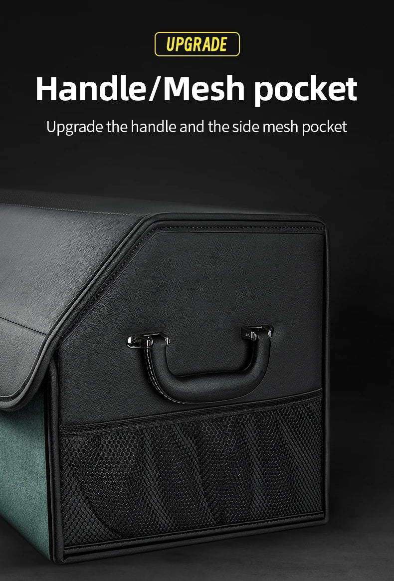 Car Suede Trunk Organizer Large Capacity Leather Foldable Storage Box Portable Multifunctional Tool Organizer Car Accessories