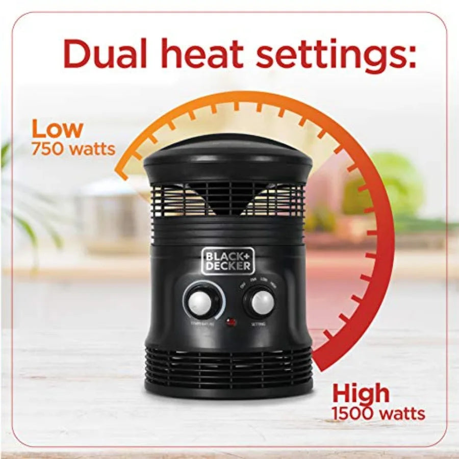 360-Degree Surround Heater and Fan Combo 360 Space Heater for Office Desk Home Office and Personal Use Desk 2 Heat and Fan Only