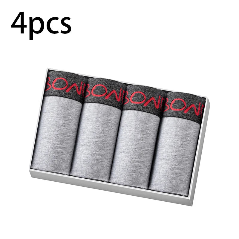 4pcs Men's Cotton Underwear Wear-Resistant High-Quality Pure Cotton Comfortable Design Daily Travel Wear Inner Pants