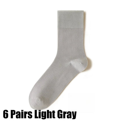 3/6PairsMen's Silk Socks Summer Thin Crew Socks Ultra Thin Antibacterial Deodorant Sweat Wicking Breathable Solid Seamless