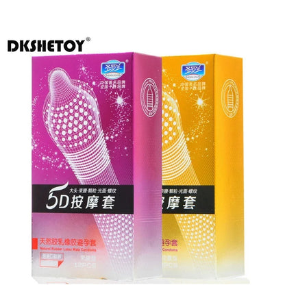 5D Dotted Condoms with mustache Ribbed G Point Latex Ultra Thin Condom Orgasm Contraceptives Stimulate Vaginal adults Sex Toys