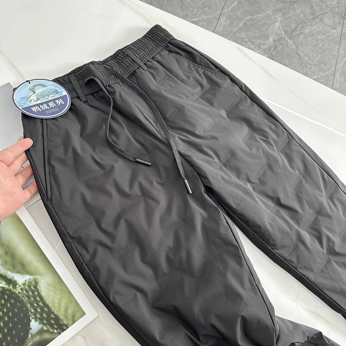 Business Commuter Men's down Pants 90 Duck down Thermal Straight Casual Trousers Long Workwear Pants Business Gentleman Style