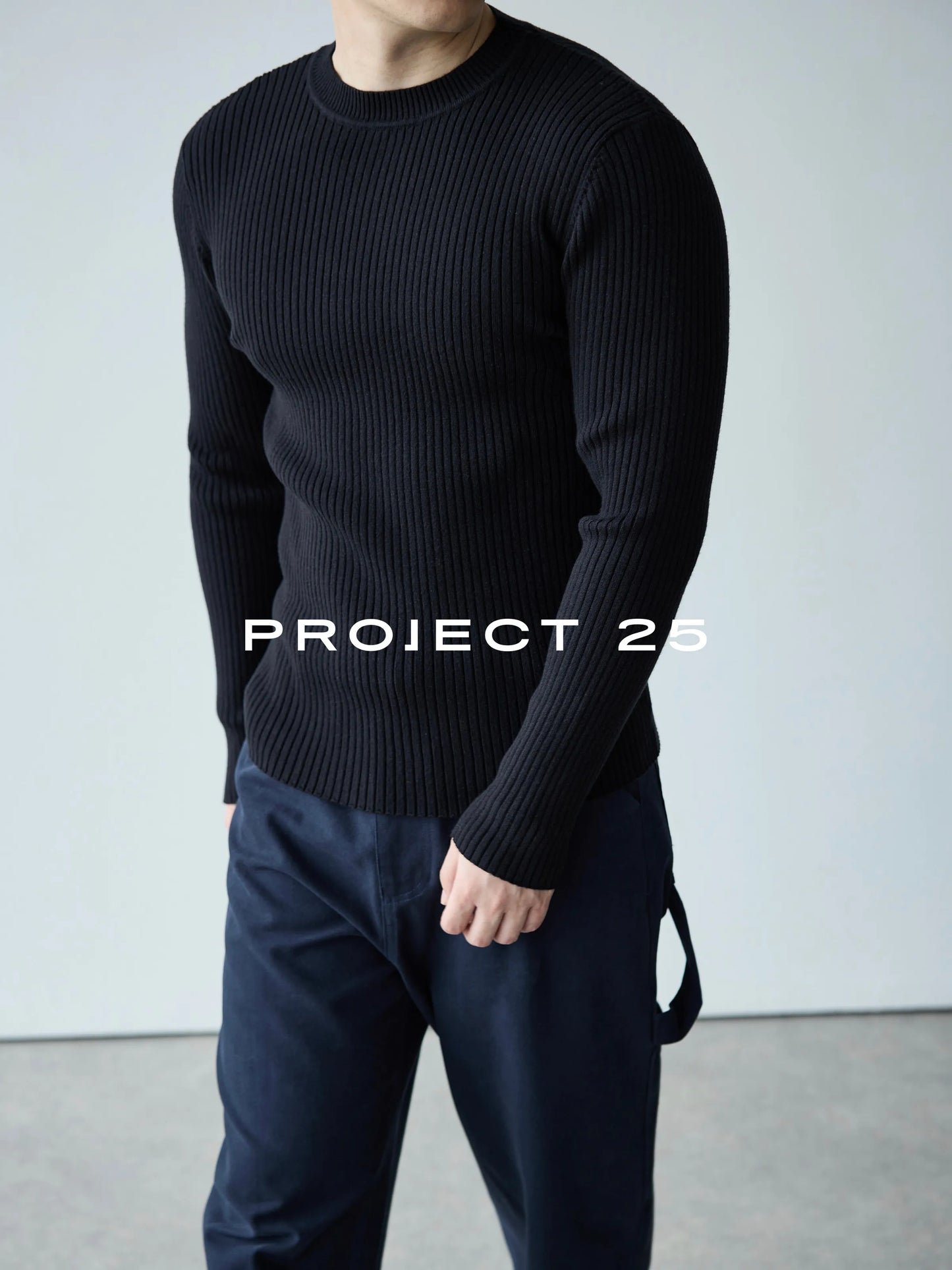PROJECT 25 Men's Stretch Rib Knit Slim Fit Long Sleeve Base Layer – Soft Skin-Friendly Thermal Sweater for Winter