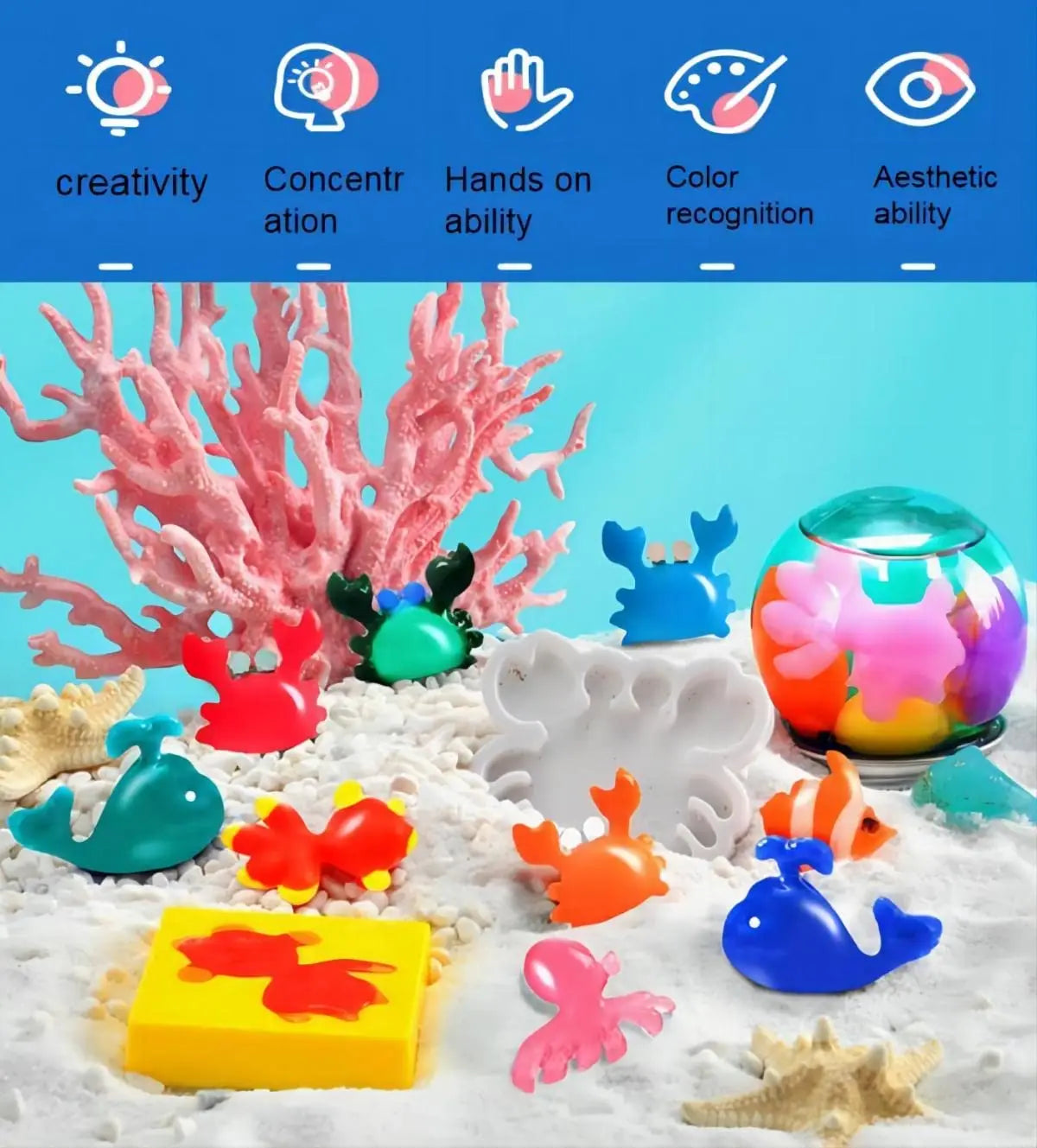 Magic Water ELF Toy Kit,Sea Creature Water ELF Kit, 3D Handmade Water Toy, Aqua Fairy Toy Set for Kids For Christmas & Birthday