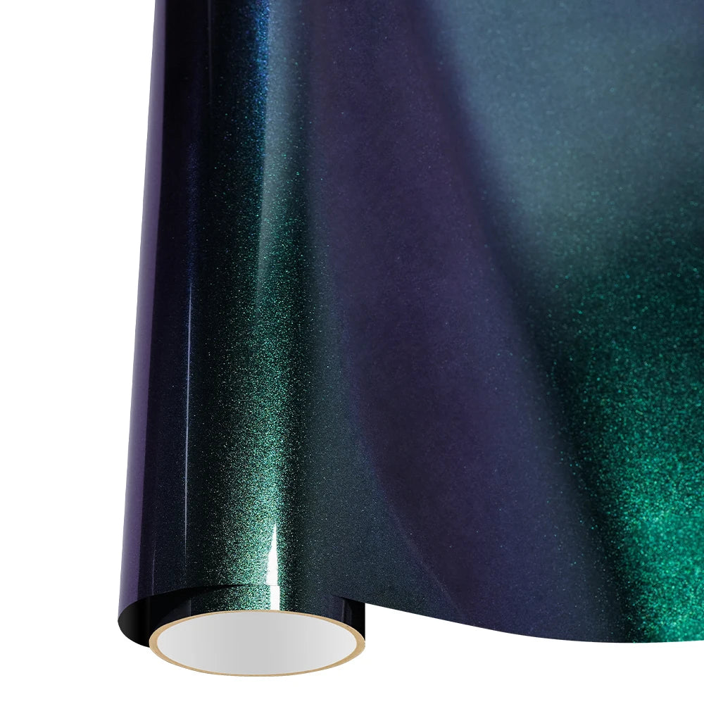 Car Wrap Vinyl Film Glossy PET Diamond Purple&Green PVC Car Engine Hood Decal Self Adhesive Motorcycle Auto Body Decoration Film