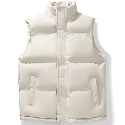 Autumn Winter Men's Vest Jacket Warm Sleeveless Jackets Waterproof Zipper Coat Stand-Up Collar Casual Waistcoat 2025 Cotton Vest