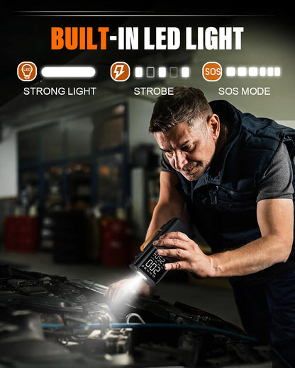 Car jump starter 6000A Jump Starter 150PSI Air Pump Multifunctional Tire Inflator Power Bank Lighting for Car
