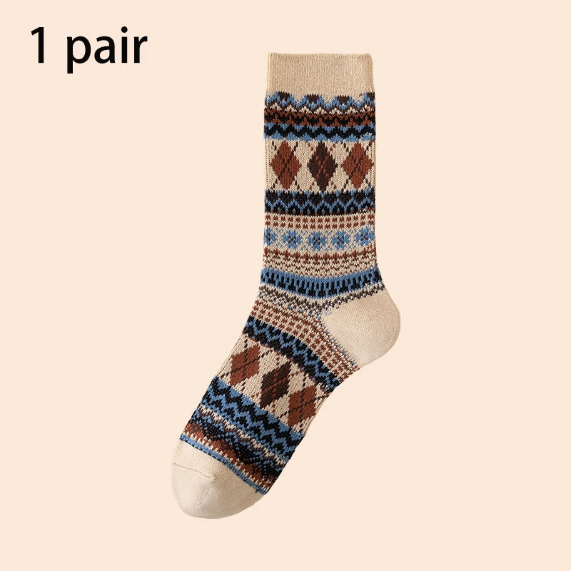 Men's Dress Socks, Cotton Crew Socks, Breathable and Sweat-Absorbing, Funky Colorful Pattern Crew Socks