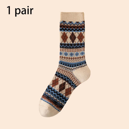 Men's Dress Socks, Cotton Crew Socks, Breathable and Sweat-Absorbing, Funky Colorful Pattern Crew Socks