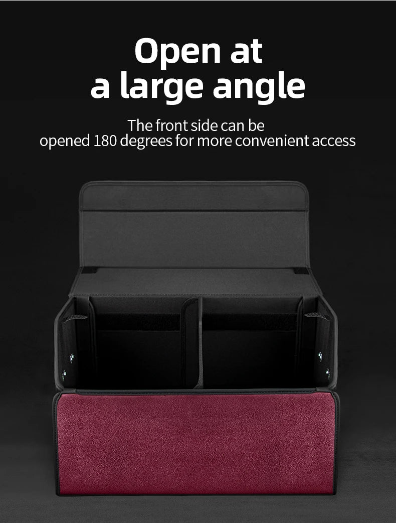 Car Suede Trunk Organizer Large Capacity Leather Foldable Storage Box Portable Multifunctional Tool Organizer Car Accessories