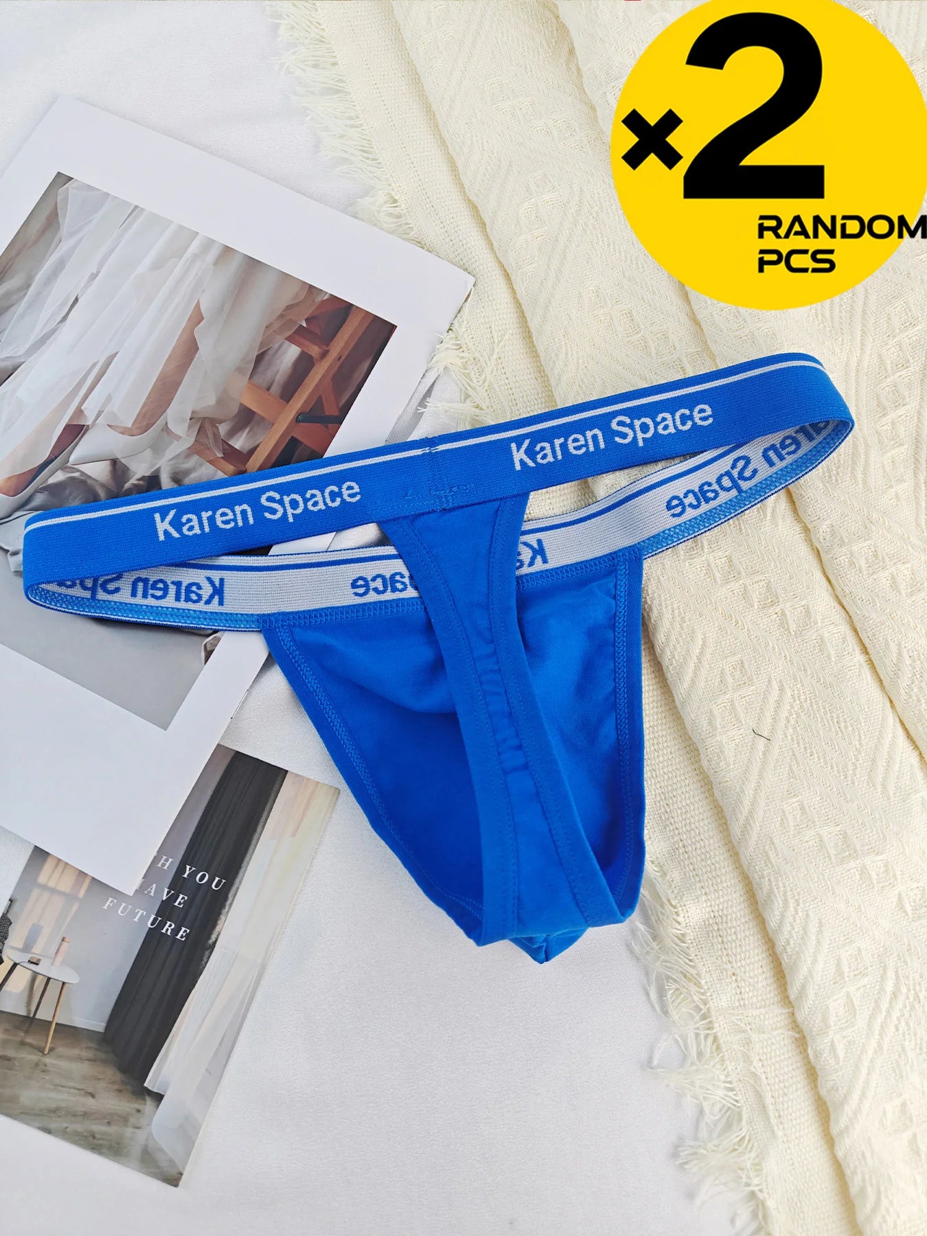 Men's Sexy Thong Underwear Fashionable Bikini Breathable U Convex One-Line Underwear Men's Cotton G-String Thong Random 2/3/4PCS