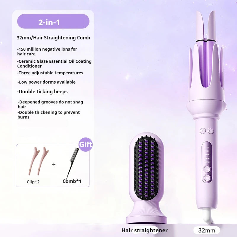 4-in-1 Automatic Curling Iron Multifunction Hair Styler Ceramic Negative Ion Straightener Curler Wand for Women Style Waves