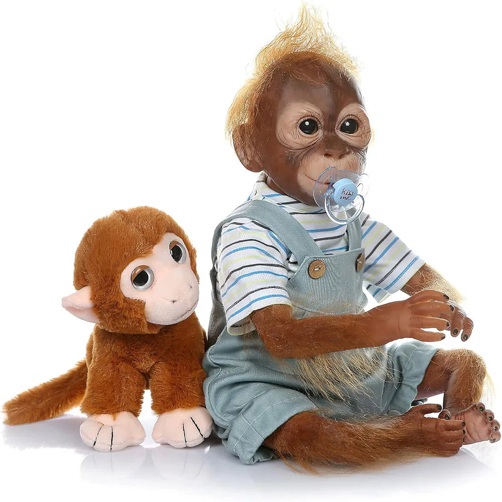 50cm Lifelike Monkey Doll Silicone Vinyl Reborn Baby Ape Newborn Like Real Orangutan Toddler Realistic Babies Dolls Kids Toy