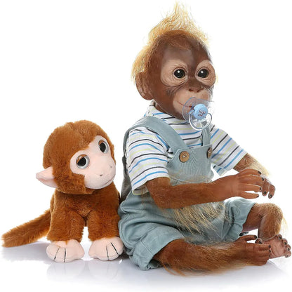 50cm Lifelike Monkey Doll Silicone Vinyl Reborn Baby Ape Newborn Like Real Orangutan Toddler Realistic Babies Dolls Kids Toy