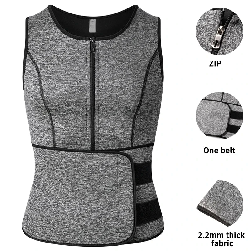 Men Corset Slimming Body Shaper Fat Burning Vest Sauna Sweat Belly Waist Trainer Sport Girdle Shirt Fitness Shapewear Underwear