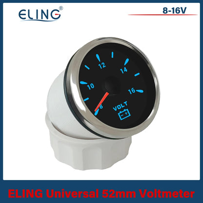 ELING 52mm (2'') Voltmeter Volt Gauge 8-16V 16-32V with 7 Colors Backlight for Boat Automobile Motorcycle Yacht 12V 24V