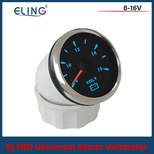 ELING 52mm (2'') Voltmeter Volt Gauge 8-16V 16-32V with 7 Colors Backlight for Boat Automobile Motorcycle Yacht 12V 24V
