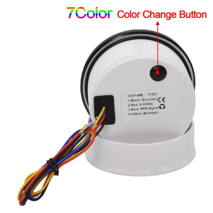 AD 85MM Tachometer with LCD Hour Meter For Marine Boat Car RPM Gauge 0-3000 4000 8000 RPM Meter Tach Sensor 7Colors Backlight