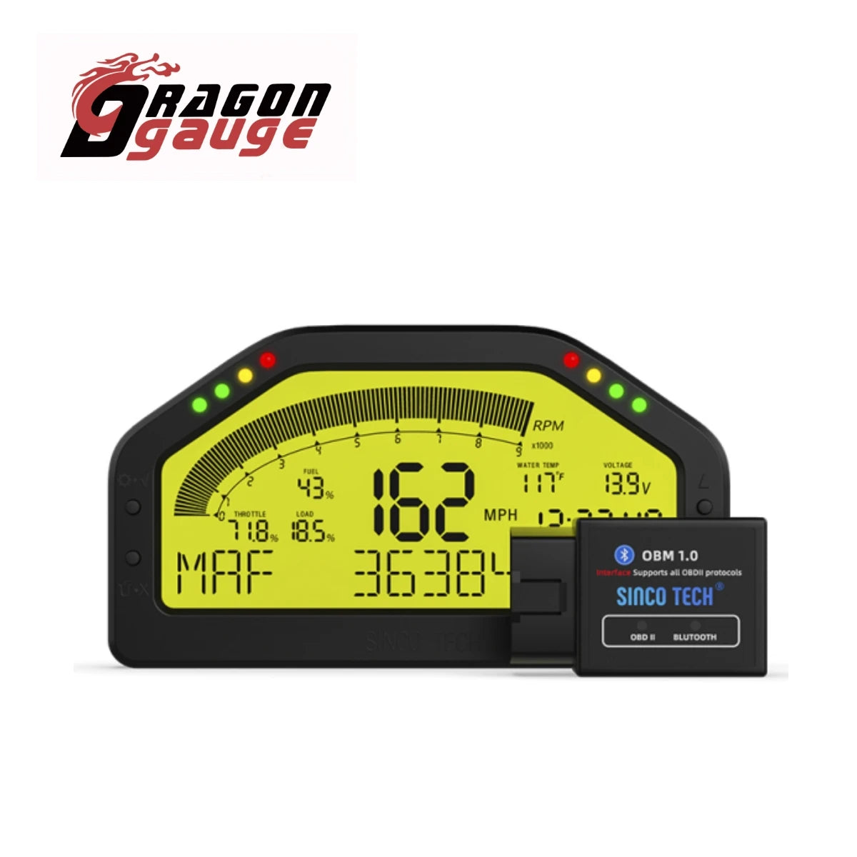 Multi-Function Race Dash Panels LCD Display Dashboard OBDll Bluetooth Connection Racing Gauge DO903
