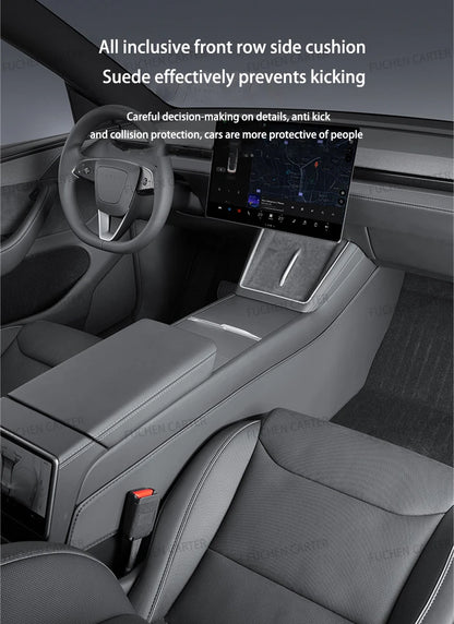 For Tesla NEW ModelYL2026 Leather Front Rear Door Sill Protector Threshold Strip Anti-kick Guard Panel Waterproof Pad Accessorie