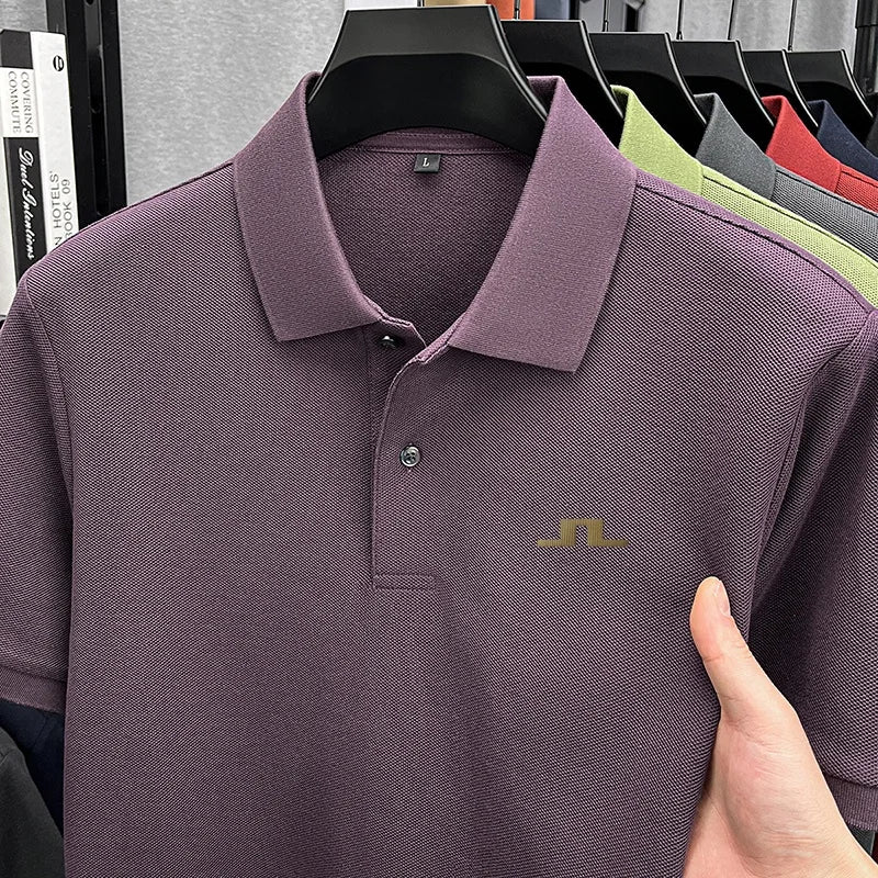 Korean-Style 100%cotton Men Summer Short-Sleeved Polo Shirt Lapel Button Various Colors Stamp Leisure Hot-Selling Men's Clothing