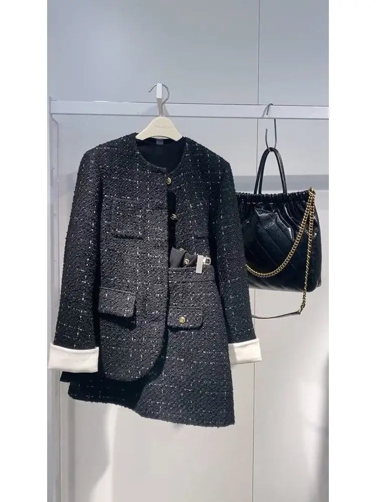 Korean Style Autumn Winter New Ladylike Outerwear Skirt Set Women's Fashion Two-Piece Suit Casual Style Versatile Audience