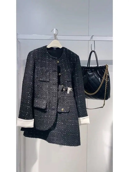 Korean Style Autumn Winter New Ladylike Outerwear Skirt Set Women's Fashion Two-Piece Suit Casual Style Versatile Audience