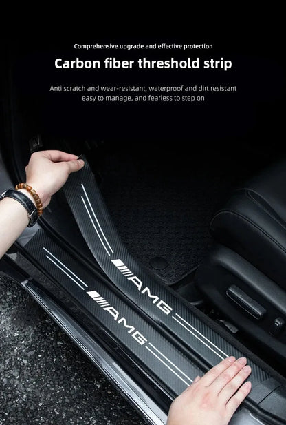 5Pcs Carbon Fiber Car Door Sill Scuff Plate Decor Stickers For Mercedes Benz AMG W463 W204 C300 W212 W176 W222 W124 C190