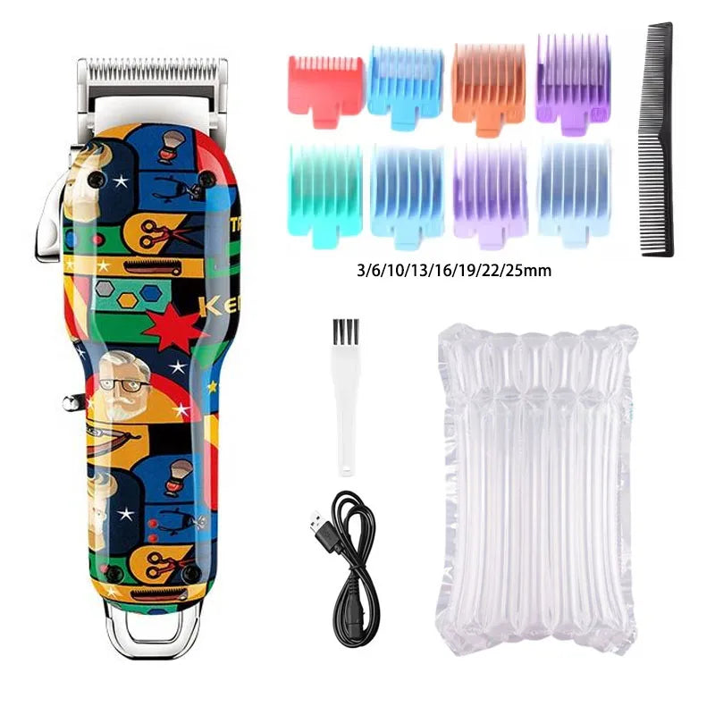 Kemei Rechargeable Graffiti Pattern Electric Hair Clipper Professional Barber Trimmer Man Shaver Km-MAX2092 KM-MAX5090 KM-RS7098