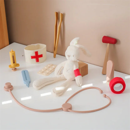 Doctor Toys Pretend Silicone Nurse Set for Girls Boys Play Doctor Kit Food Grade Safety Toddler Games Learning Toy