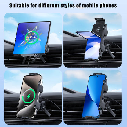 Car Wireless Charger Stand Fold Screen Fast Charging For Samsung Galaxy Z Fold 6 5 4 S24 Ultra iPhone 16 15 14 Pro Phone Holder