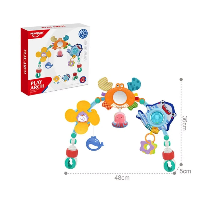 Crib Hanging Bell Stroller Arch Clip Foldable Sunflower Baby Interactive Rainbow Toys Infant Grab Exercise for Son Daughter Gift