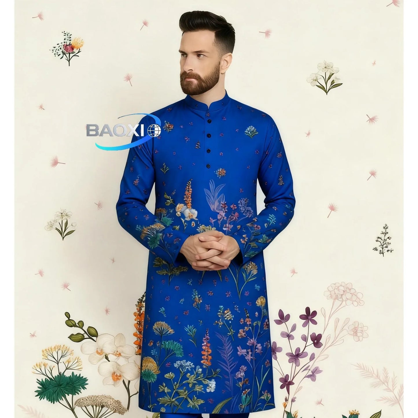 Stand Collar Muslim Men Clothes Folk Kaftan Musulman Kurta Indian Islamic Clothing Ropa Musulman Hombre Camisa Arabe Hombre