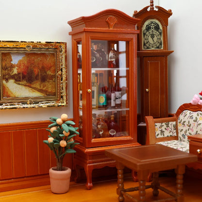 1Pc 1:12 Dollhouse Simulation Wooden Cabinet Display Cupboard Model Dollhouse Miniature Bookcase Furniture Decor Dolls House Toy