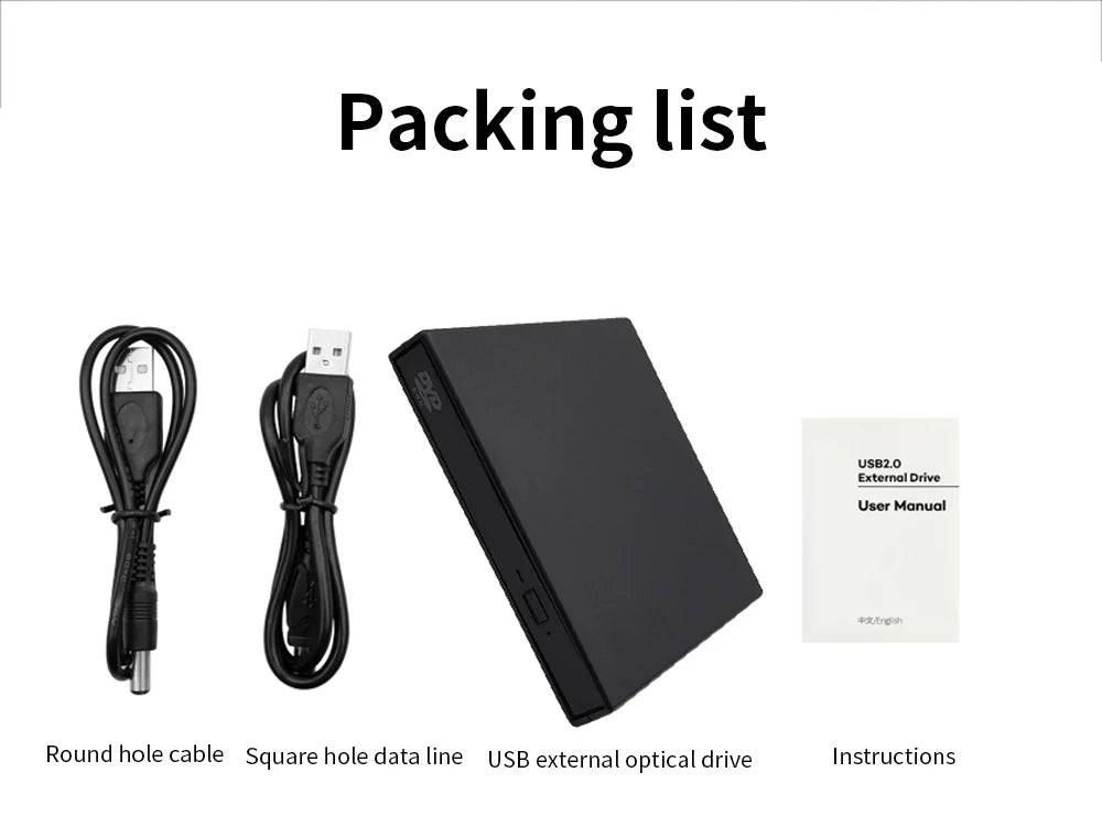 DeepFox USB External CD DVD Reader CD/DVD Drive USB2.0 External Disk Drive CD-ROM DVD-ROM Optical For Macbook Laptop Desktop PC