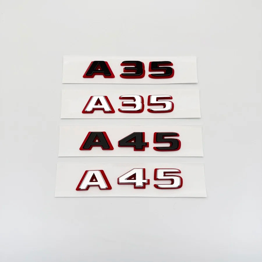 2024 New style Two tone Letters A35 A45 A45S Turbo 4matic Emblem for W177 W176 Car Fender Trunk Rear Logo Sticker