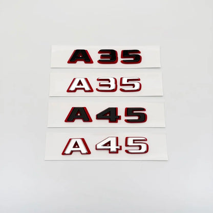 2024 New style Two tone Letters A35 A45 A45S Turbo 4matic Emblem for W177 W176 Car Fender Trunk Rear Logo Sticker