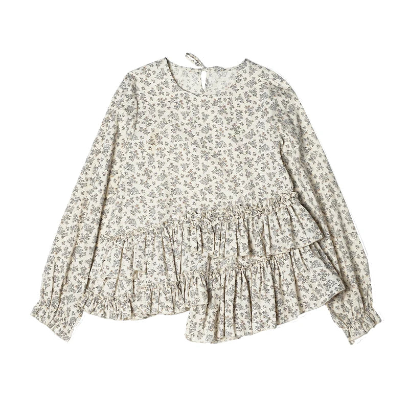 Shirt imakokoni 2025 spring and summer pure cotton washed lace irregular design sense top for women 255041+244960+244925