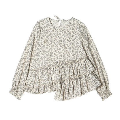 Shirt imakokoni 2025 spring and summer pure cotton washed lace irregular design sense top for women 255041+244960+244925