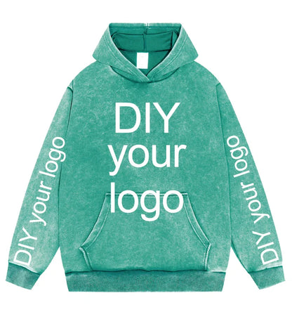 Washed Retro Hoodies 5 Colors 100%Cotton Hoody Customized Personalized Pattern Customization Pullover Team Logo Company Logo