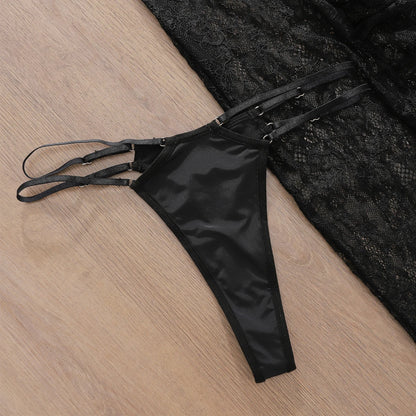 2025 New Sexy Fashion Leopard Print Bra Camisole Vest see-through Lace Hem Erotic Lingerie Panties two-piece Set