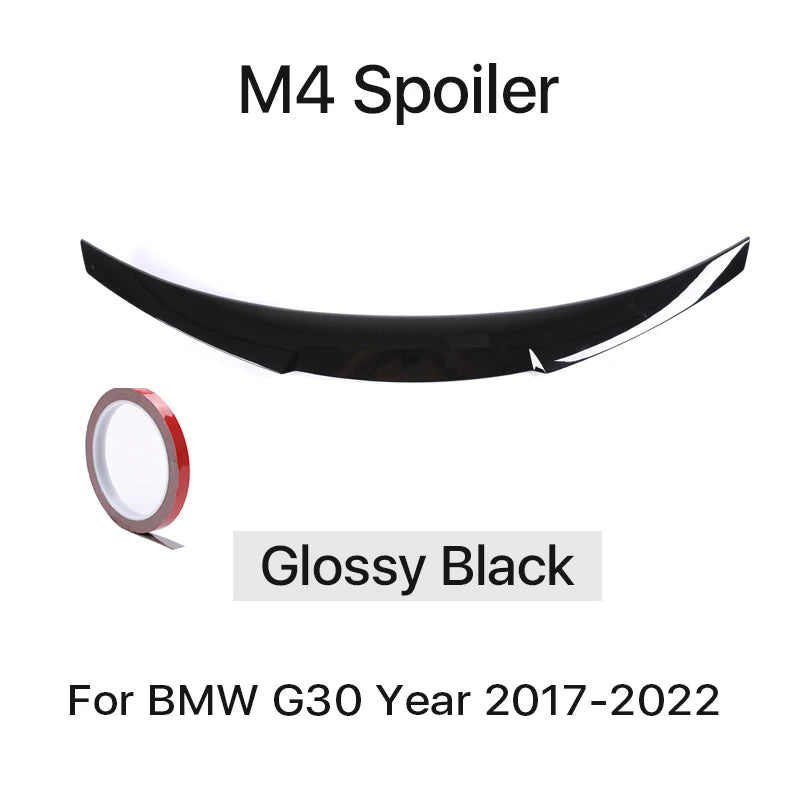 Rear Bumper Trunk Tail Lip M5 Roof Wing For BMW 5 Series G30 2017-2022 Gloss Black PSM M4 CS Style Boot Spoiler Carbon Fiber