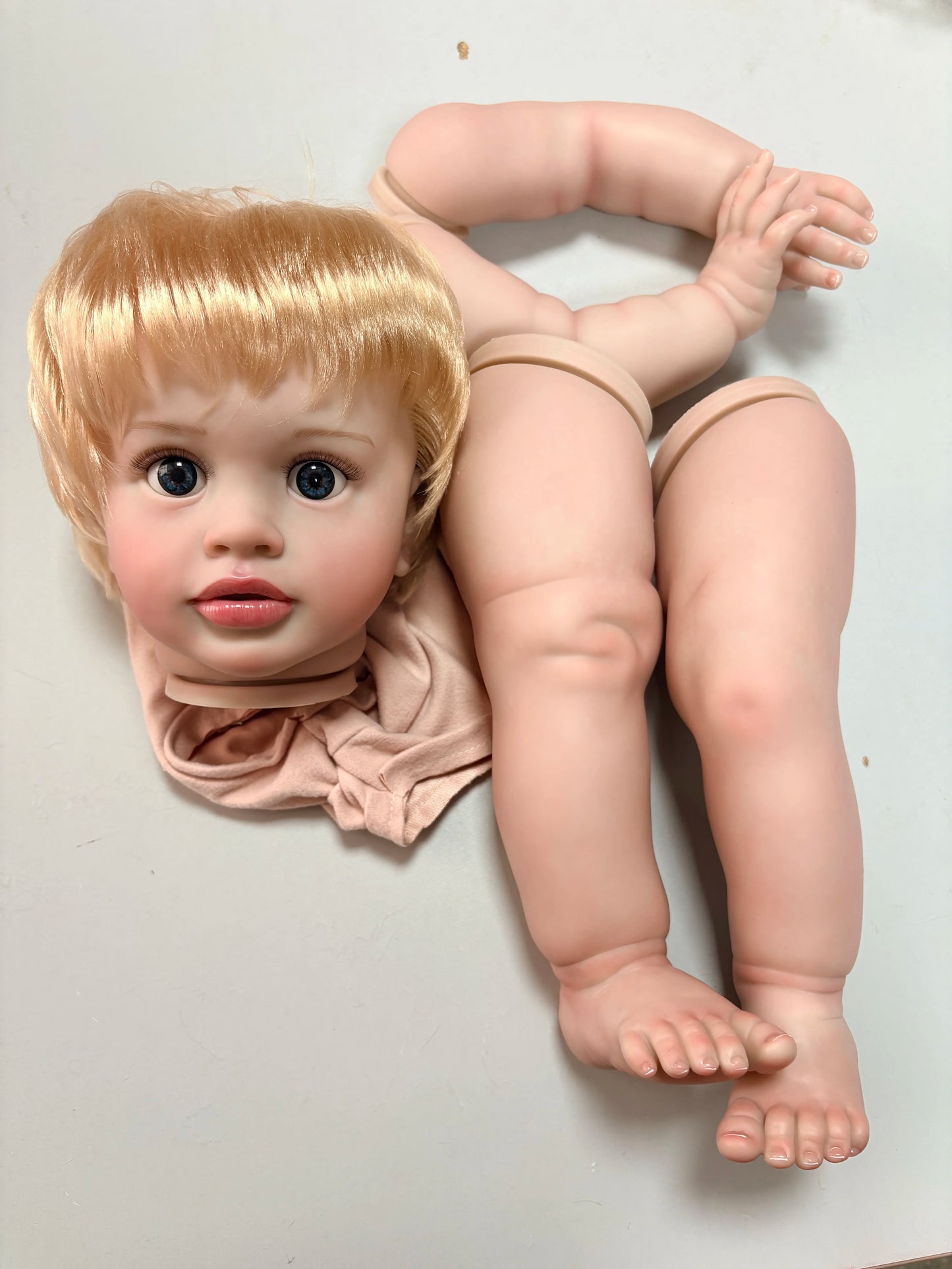26'' Huge Size Reborn Pippa Unassembled Doll Parts 3D Pained Skin with Rooted Hair Cloth Body and Eyes DIY Doll Kit