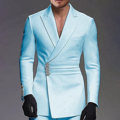 Wedding-ready Slim-fit Men Suit 2 Pieces(Jacket+Pants) Groom Suit Single-breasted Peak-lapel Formal Set for Elegance Custom